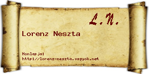 Lorenz Neszta névjegykártya